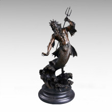 Mitologia Escultura em Bronze Deus do Mar Poseidon Home Decor Latão Estátua Tpy-003